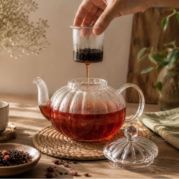 Stiklinis arbatinukas su išimamu sieteliu, 1000 ml